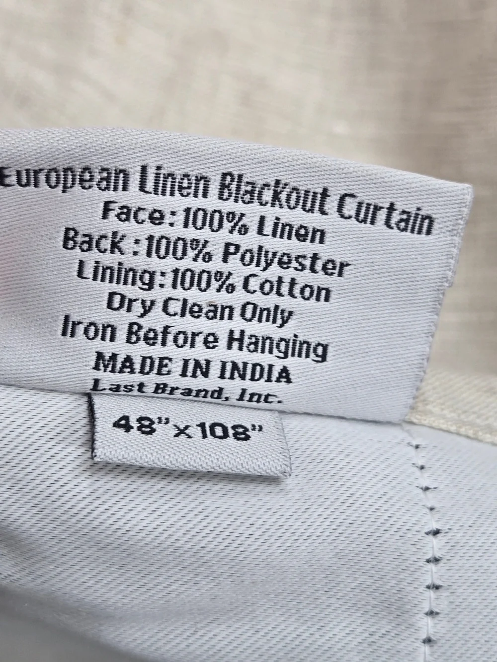 QUINCE Set Of 2 48x108 European Linen True Blackout Curtains Flax 0044